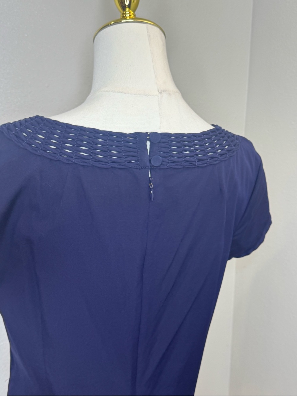 J.Crew Navy Cotton Silk Shift Dress Size 10 Woven Neck Pockets Lined 22888 - Picture 11 of 15